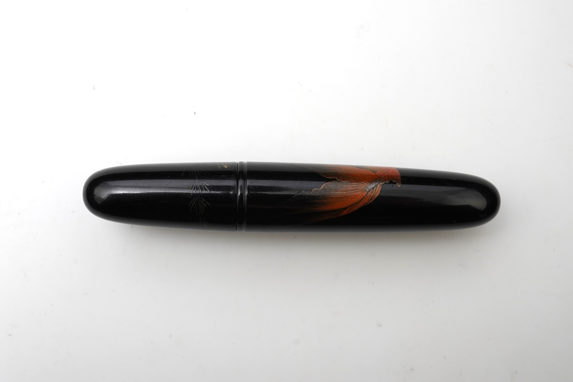 Rare Dunhill Namiki Lacquer concealed cigarette holder with goldfish design and artist's signature, made in Japan circa 1930s